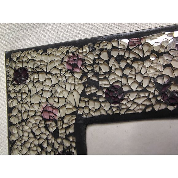 Stonebriar Mosaid Glass Photo Frame 4x6 Butterflies Purple Cream Iridescent Tile - Picture 12 of 15